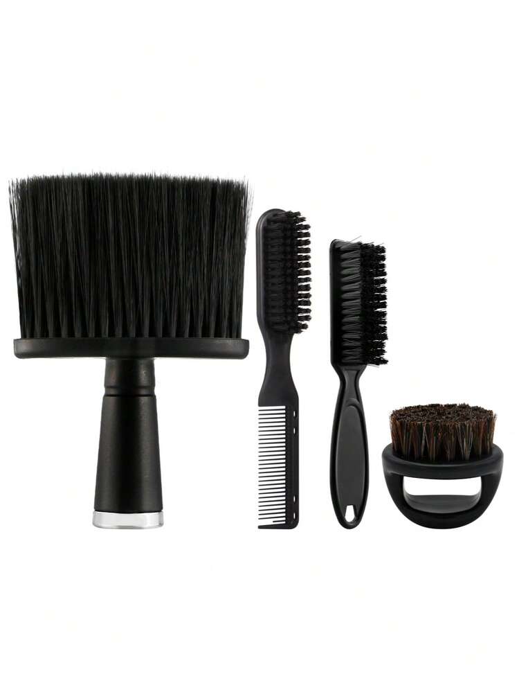 男士理发造型刷套装，4件套，坚固耐用，黑色塑料材质，设计紧凑，握感舒适，适用于理发和胡须护理。 - 鬍鬚刷 - 查看 10