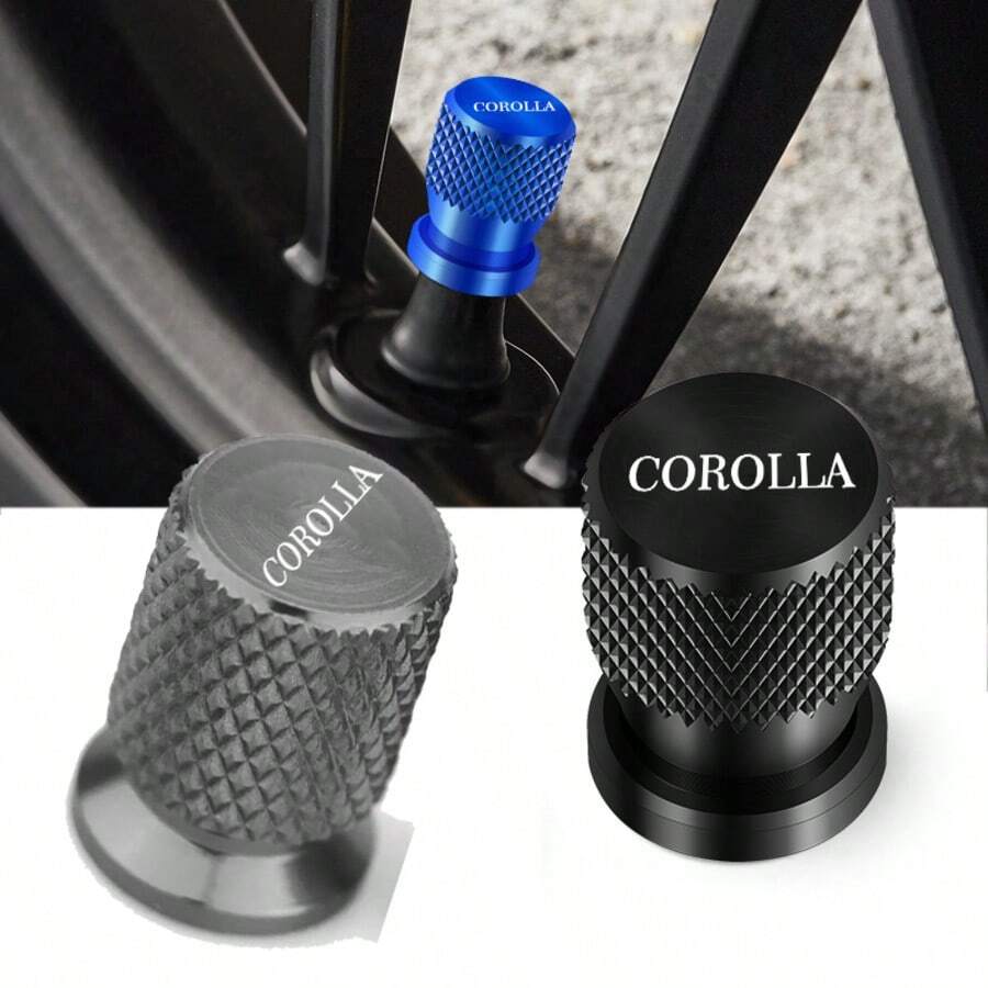 4 piezas Componentes de protección de válvula de malla metálica, tapas de válvula, ofrecidos compatibles para accesorios de automóvil COROLLA - A - Ver 1