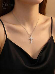 Hihho 1件四叶草幸运吊坠项链，搭配优雅十字架锁骨链，日常佩戴及节日礼物 - 項鍊 - 查看 4