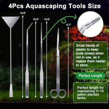 4Pcs Aquascaping Tools Aquascape Kit Long And Strong Aquarium Tweezers Scissors Algae Scraper Aquarium Plant Tools Fish Tank Plant Trimming Kit - 銀 - 查看 3