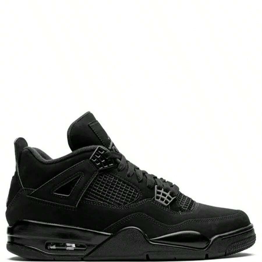 Nike Air Jordan 4 Retro Sneakers - Authentic Iconic Basketball Shoes | Viral 2026 Men's High-End Retro Streetwear | Premium Leather & Mesh Performance Trainers | Classic Air Cushioning & Support Wings | Legendary Designer Athletic Footwear - Black Cat (2020) - 查看 1