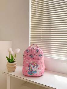1 Stück süßer bedruckter Rucksack mit Reißverschluss & mehreren Taschen, geeignet für den täglichen Gebrauch in allen Jahreszeiten - A - Übersicht 2