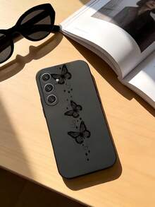 1个可爱黑色镂空蝴蝶直边液态硅胶手机壳，兼容三星Galaxy S26 S25 S24 Ultra S24 Plus S24 FE S23 S22 A55 A54 A53 A52 A50 A30 A42 A35 A34 A33 A25 A24 A20 A30 A15 A17、Smart 8/ Hot 40i/ Spark 20/ Spark 20C/ Spark Go 2024/ Moto G84/荣耀X9b X9A X9D X7B X9C X6A 8X X7 X8 X8C X8B Y9S Y9A Y7P Y7P/1+ - 黑色 - 查看 2