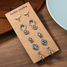 In Stock Bohemian Style Alloy Turquoise Stud Earrings, Unisex - Bohemian Style Earrings - View 10