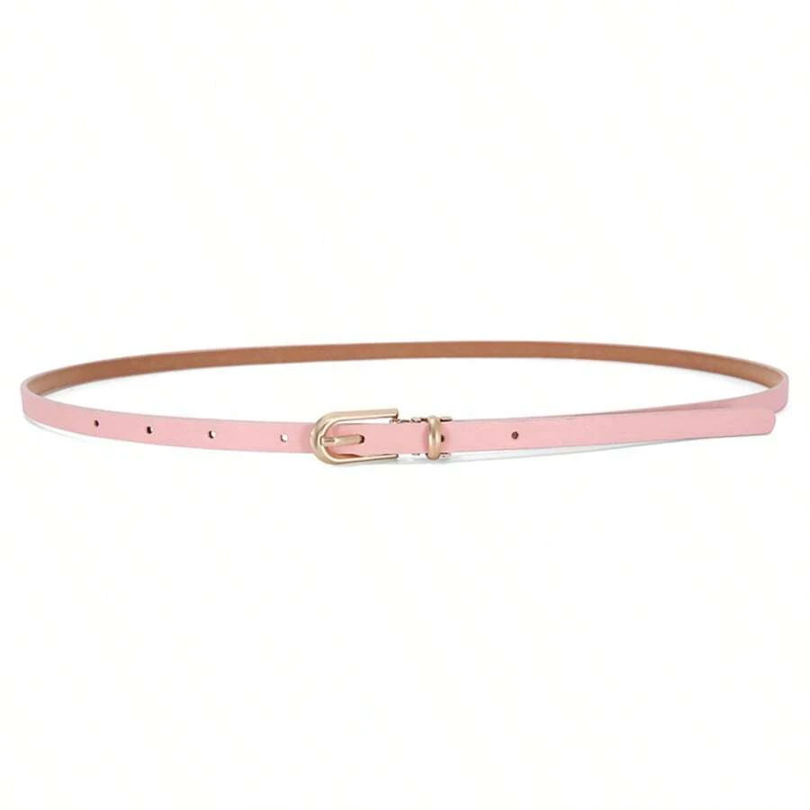 Black Thin Waist Belt, Decorative Accessory For Women's Dresses, Fashion Leather Belt, Korean Style Versatile Waist Chain - Pink - View 1