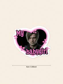 Hình dán Leon Kennedy "My Babygirl", decal vinyl game, hình dán meme Leon S. Kennedy trái tim màu hồng hài hước từ RE4 Remake, decal chống thấm nước cho máy chơi game, laptop, bình nước. - Nhiều màu - Xem 2