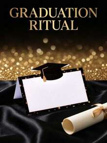 50 piezas Tarjetas de asiento para ceremonia de graduación, tarjetas de lugar para fiesta de graduación en negro, tarjetas de asiento para mesa de comedor, tarjetas en blanco con perforación previa fáciles de doblar, adecuadas para banquetes, recepciones, fiestas, que se pueden usar como regalos y decoraciones, tema de graduación, tarjetas decorativas y escribibles, decoración de mesa para fiesta de graduación - graduado - Ver 5