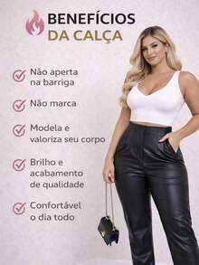 Women's High-Waisted Leather Pants, Shaping, Premium, Elegant, Comfortable, Blogger-Style, Winter. - Black - View 6