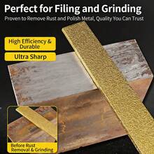 Bộ dũa kim loại phủ kim cương 6 inch, loại dũa phẳng/bán nguyệt/tròn, dụng cụ cầm tay đa năng dùng để làm sạch và đánh bóng kim loại và đá. - vàng - Xem 12