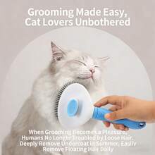 Cepillo de aseo para mascotas fácil de limpiar, adecuado para perros y gatos - Peine autolimpiante con función de eliminación de pelo con un solo clic, mango de plástico cómodo, diseño ergonómico, adecuado para eliminar el pelo de perro y aseo, accesorios de aseo para perros, herramientas de aseo para mascotas, accesorios modernos para mascotas, productos para mascotas duraderos - Gris - Ver 4