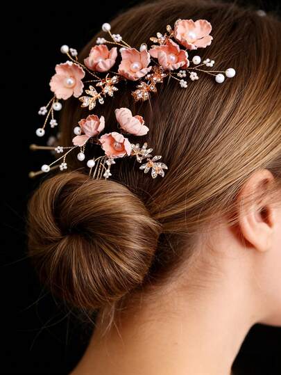 4pcs Vintage Gold Flower Hairpins, Bridal Hair Accessories, U-Shaped Hair Clips, Hanfu Hair Decorations