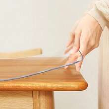 0,25 mm Protector de mesa de plástico grueso, Almohadilla antideslizante para mesa de comedor, Mantel individual de alta calidad para escritorio de cocina, Fácil de limpiar - Blanco - Ver 1