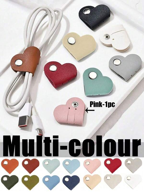 Heart-Shaped Cable Organizer - Faux Leather Earphone And Charging Cable Organizer, Anti- Wire Holder Suitable For Travel And Desktop (Bohemian Style, Multiple Colors Available), Great Gift For Halloween, Christmas And Thanksgiving