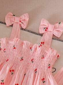 2pcs Baby Girls Cute Fresh Suspender Top + Pants Set, Spring/Summer - Pink - View 4