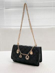 Summer New Versatile Fashion Chain Shoulder Crossbody Square Bag - Black - View 10