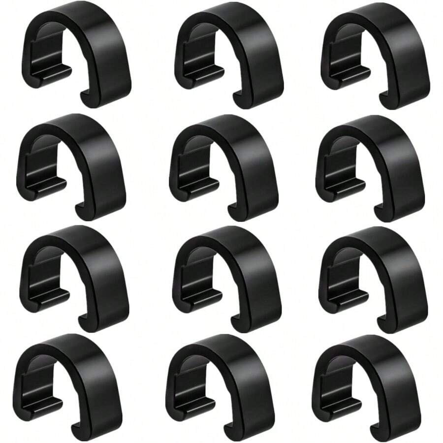 12 Pcs Clamps C - Clips Aluminum Alloy Housing Hose Guide Brake Derailleur Shifter MTB Bike Road - Black - View 1