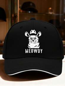 2026 New Model 1pc Cowboy Cat Meowdy Logo Baseball Cap, Unisex, Fashionable And Versatile, Suitable For Outdoor Street Casual Sports, Dating, Travel, Cycling, Truck Driver Lightweight Hat, High-E - 黑色 - 查看 1