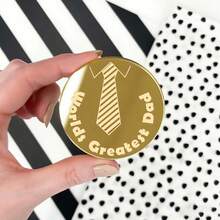 5 piezas/10 piezas Decoración de tapa de pastel "El mejor papá del mundo" de acrílico dorado para el Día del Padre, cumpleaños de papá, adecuado para decoración de pastel y postre del Día del Padre y cumpleaños de papá - Multicolor - Ver 4