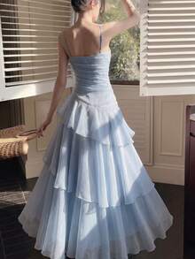 Đầm hai dây xếp ly bất đối xứng thanh lịch, thời trang đa năng, phù hợp cho phái nữ, thiết kế hai dây mảnh tối giản, thích hợp cho tiệc tùng, dạ hội, buổi tối, sinh nhật, đám cưới, tựu trường và các dịp khác, kiểu dáng trang nhã và ôm sát cơ thể, thích hợp cho mùa hè. - Màu xanh bụi bặm - Xem 6