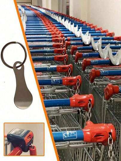 1pc Creative Supermarket Shopping Cart Shaped Laser Keychain, Key Ring, Anti-Lost Tag, Key Chain Accessory, Student Car Decor, Cute Gothic Y2K Style