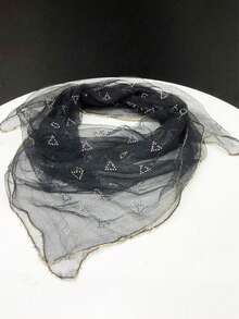 1件新款女士水钻装饰半透明几何图案围巾/头巾 - 彩色 - 查看 6