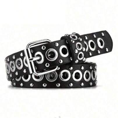 1pc Women's Belt, Fashion Rivet Belt, Pin Buckle Belt, Street , Punk Hip-Hop Style, Y2K Belt, Suitable For Skirts And Jeans