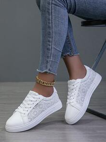 Giày nữ thường ngày, giày thể thao thời trang, giày trượt ván phong cách đường phố nhẹ. - trắng - Xem 3