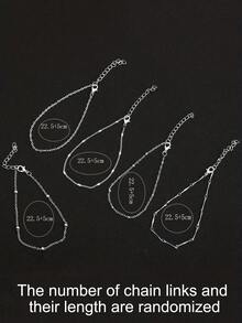 5pcs/Set Simple Stacking Beaded Anklet For Women's Elegant Foot Jewelry, Suitable For Beach Party - Silver - View 6