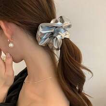 2个小号银色闪亮螺旋Y2K前卫时尚高端发圈，适合日常佩戴 - 銀色2pcs - 查看 5