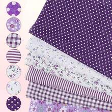 Cotton Fabric Bundles, 7 Pcs 10 X 10 Inch Pure Cotton Fat Quarter Floral Printed Precut Fabric Squares For Patchwork Quilting & Handmade DIY Projects, Quilting Fabric, Cotton Fabric, Sewing Supplies - Purple - View 4