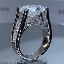 Double Layer Hollow Zirconia Ring, Elegant Luxury Women's Party Exquisite Gift - Silver - View 1