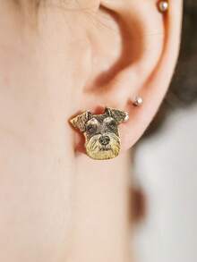 [ZzAi Custom]1pc Customized Pet Portrait Earrings, Suitable For Cat Lovers, Personalized Dog Name Stud Earrings, Women Cat Mom Gift, Pet Memorial Gift - Cut-out Style - Multiple Colors - View 6