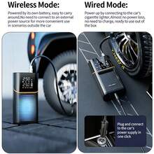 Portable Wireless Car Tire Inflator Air Compressor With Digital Pressure Gauge LED Emergency Light Auto Shut Off Function, Rechargeable Electric Air Pump For Car Bicycle Motorcycle Balls And Other InflatablesMultifunctional Mini Car Air Pump Portable Tire Inflator With USB Charging, 5 Adjustable Pressure Modes, LED Light And Power Bank Function, Suitable For Car Tires Bike Motorcycle Balls Swimming Rings - Wireless - View 5
