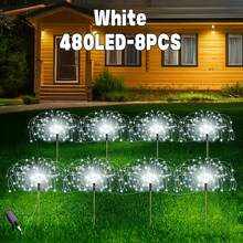 Bộ 4 đèn LED năng lượng mặt trời hình pháo hoa 240/320W, đèn trang trí năng lượng mặt trời thông minh cảm biến ánh sáng, chống nước IP44, 8 chế độ chiếu sáng pháo hoa, thích hợp cho đường phố thương mại, vỉa hè, sân vườn, tiệc tùng, đám cưới và các trang trí ngày lễ khác cũng như trang trí phông nền chụp ảnh/lối đi (Trắng/Nhiều màu/Ấm) - Nhiều màu - Xem 26