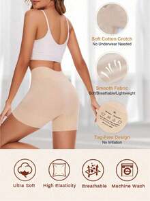 2pcs Women Shapewear Shorts, Friction-Free Seamless Panties, Slip Shorts Lining For Dresses - Multicolor - View 3