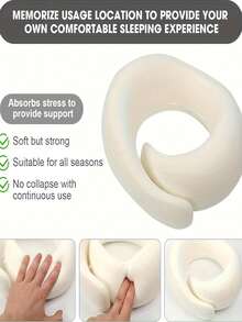 1 Memory Foam U-Shaped Pillow, Neck Pillow, Travel Pillow, Solid Color, Breathable Mesh Fabric, Built-In Storage Bag, Ergonomic Design, 360 ° Surround Support, Detachable Cleaning, Essential For Business Travel Such As Flying, Camping Nap Tool - Multicolor - View 11