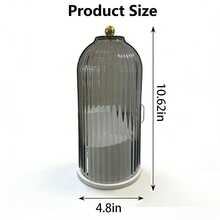 360° Makeup Brush Holder Organizer With Lid Waterproof Dustproof Vanity Storage - Grey - View 4