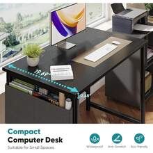 Computer Desk 31 Inch Home Office Desks For Small Spaces, Gaming Writing Study Work Table With Storage Bag For Bedroom, Black - A - View 8