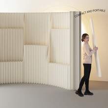 Multifunctional Foldable Kraft Paper Screen Divider With Storage Shelf, Portable, Versatile In Design, Easy To Store, Perfect For Living Room, Office, Shopping Mall, Beauty Salon And Other Places. - White - View 7