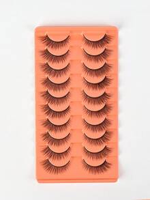 10 Pairs Natural Fluffy Thick False Eyelashes, 8D Long Lasting Lash Extensions, Foxy Eye Lifting Makeup, Lengthening & Volumizing Lash Strips; Cartoon Style Lashes, Cat Eye Lashes, Natural Lashes - View 4