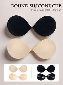 4pcs Strapless Invisible Bras, Suitable For Women's Backless Dresses, Summer Outfits, Vacation Essentials, Reusable - Multicolor - View 4