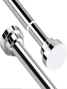 26.77-109 Inch (Approx. 68-277 Cm) Adjustable Spring Tension Curtain Rod, Rustproof Non-Slip Shower Curtain Rod, Suitable For Bathroom, No Drilling Required, Never Fold, Easy To Use, Silver - B - View 6