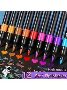 80-Piece/Set Direct Liquid High-Gloss Acrylic Markers, Gel Pens, Large-Capacity Quick-Dry Art Color Pens, Back-To-School, DIY Planner Pen Set, Drawing Set, Study Stationery, Color Markers, Suitable For Ceramics, Glass, Plastic, Wood, Stones, Etc. - Multicolor - View 5