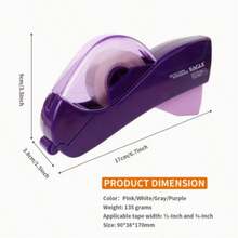 1 pièce Distributeur de ruban adhésif automatique multicolore, sans pile nécessaire, facile à utiliser, coupe d'un seul geste, coupe nette sans mains collantes et pratique. Design ergonomique enveloppant pour une utilisation sécurisée, convient à divers rubans, adapté pour la maison, le bureau, l'emballage cadeau, l'artisanat et plus encore. Idéal pour les cadeaux de Noël, fêtes, anniversaire, fête des mères, Saint-Valentin. - Multicolore - Voir 4