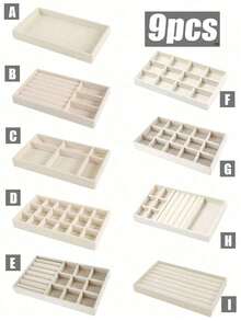 1 Khay đựng trang sức 9 trong 1 phủ nhung, khay sắp xếp ngăn kéo, hộp đựng trang sức dung tích lớn với các ngăn riêng biệt, giá trưng bày trang sức cho bông tai, dây chuyền, vòng tay, nhẫn, kẹp tóc, dây buộc tóc. Thích hợp làm quà tặng cho bạn gái, Ngày Valentine, Ngày của Mẹ, Giáng sinh, Lễ Tạ ơn. - Màu be - Xem 1