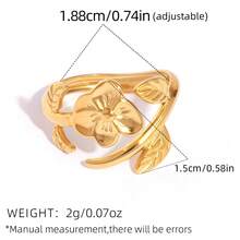 Uself 3pcs/Set 18K Gold Plated Leaf Flower Ring Set, 304 Stainless Steel Open Ring, Botanical Theme Jewelry For Women, Low Allergy, Suitable For Daily Wear And Garden Parties - Multicolor - View 7