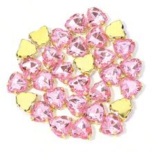 30pcs/Pack Stainless Steel Gold Base Acrylic Peach Heart-Shaped Four-Hole Claw Rhinestones, Fashion Elegant Gift Accessories, Suitable For Bags, Bracelets, Hair Accessories, DIY Jewelry Making Fasteners - Four-hole Claw Drill - View 16
