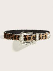 Estampado de leopardo en piel de PU brillante - Marrón - Ver 2