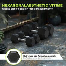2*25LB Mancuernas Hexagonales De Caucho5LB 10LB 15LB 20LB 25LB Gimnasio - 25 libras - Ver 5