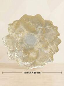 1件/6件装豪华3D金色花卉餐垫，15英寸压纹花卉图案餐桌垫，防水、防油、耐热、可水洗，优雅的厨房、婚礼、派对和节日装饰中心装饰品 - 彩色 - 查看 3